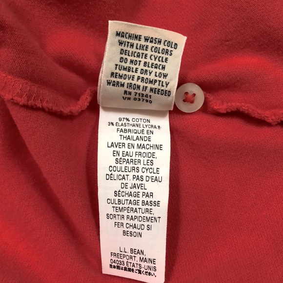 LL Bean Cotton Polo Shirt Red Coral - Picture 11 of 11